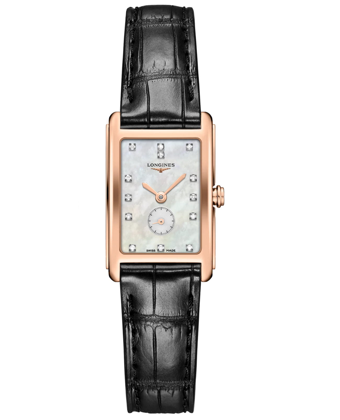 Longines Longines DolceVita L5.255.8.87.0  L52558870 кварцевые женские часы белый циферблат, браслет кожаный — вид спереди