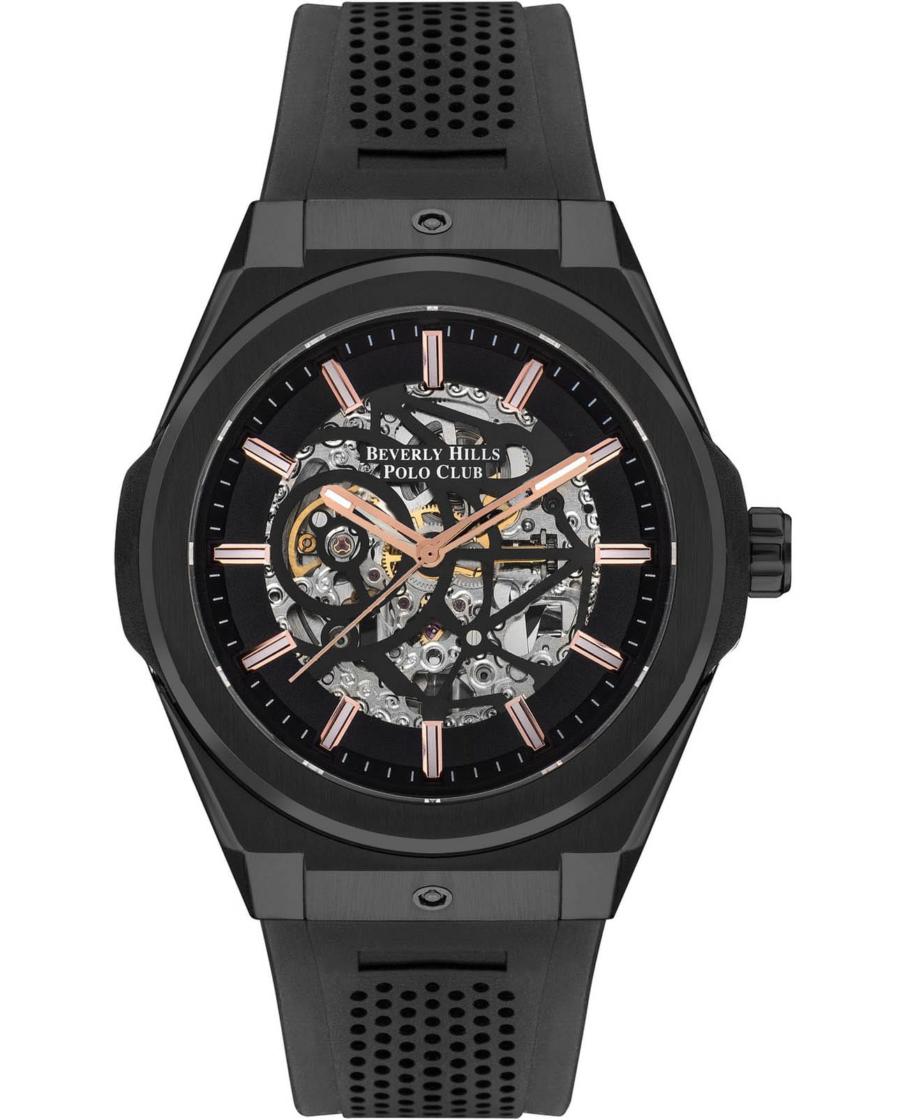 Beverly Hills Polo Club Beverly Hills Polo Club BP3636X.061  BP3636X.061 механические мужские часы черный циферблат, браслет каучук — вид спереди