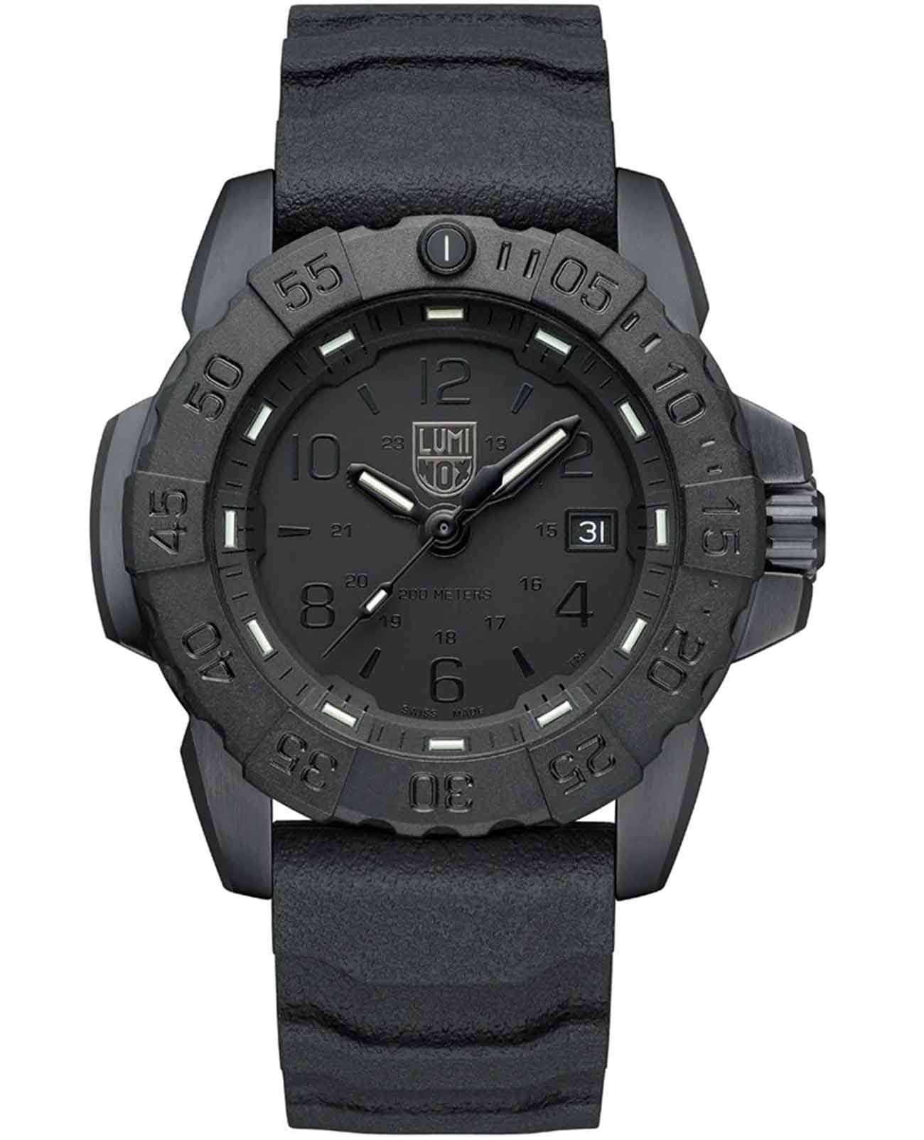 Luminox Luminox Navy SEAL Steel XS.3251.BO.CB  XS.3251.BO.CB кварцевые мужские часы черный циферблат, браслет полиуретан — вид спереди