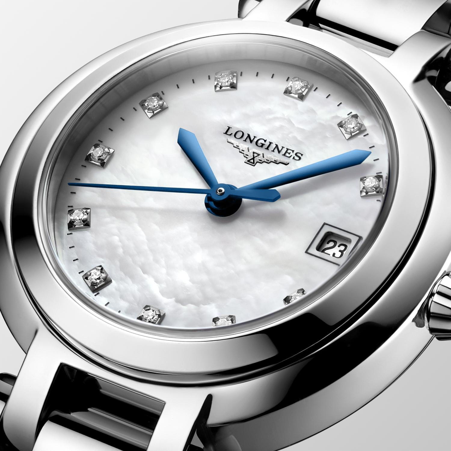 Longines Longines PrimaLuna L8.110.4.87.6, primaluna швейцария женские часы на браслете нержавеющая сталь боковой вид