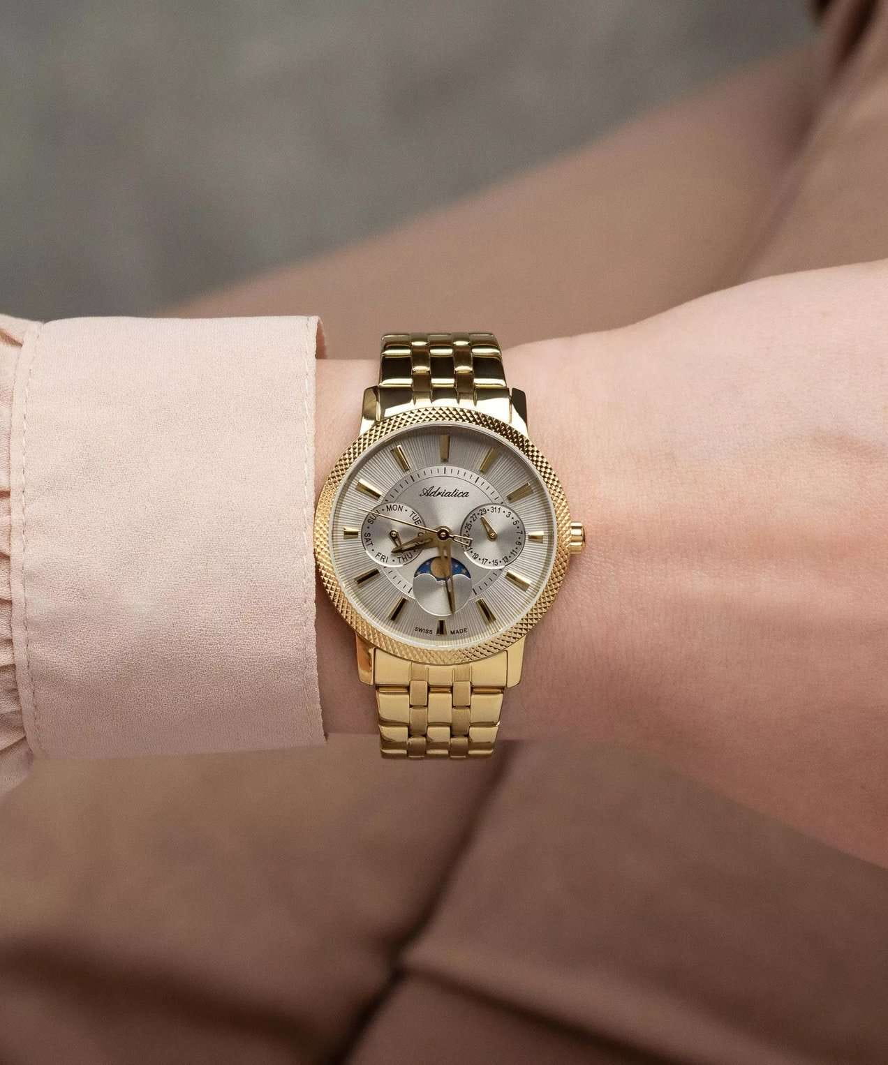 Adriatica Adriatica Moonphase A3808.1117QF женские часы серебристый циферблат на запястье