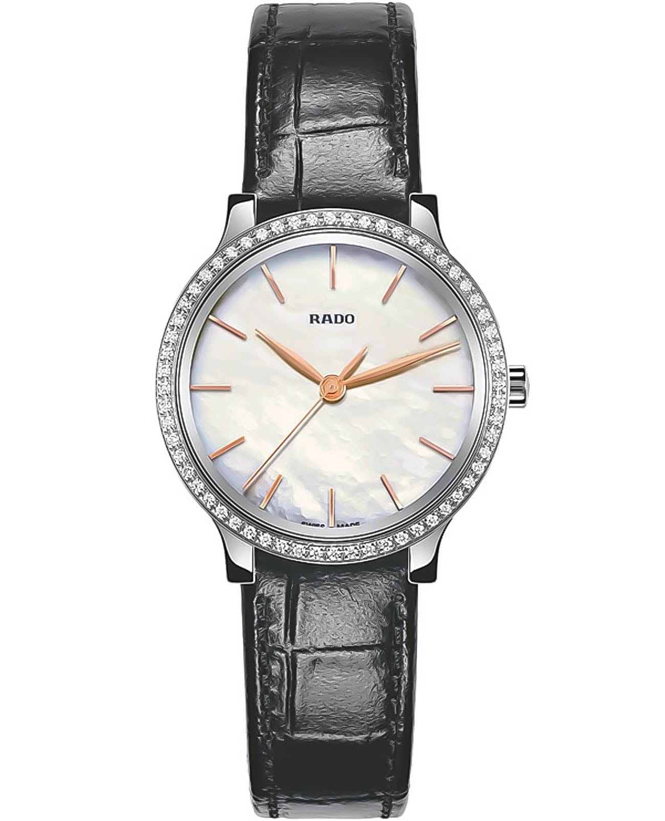 Rado Rado Centrix Diamonds R30936915  R30936915 кварцевые женские часы перламутровый циферблат, браслет кожаный — вид спереди