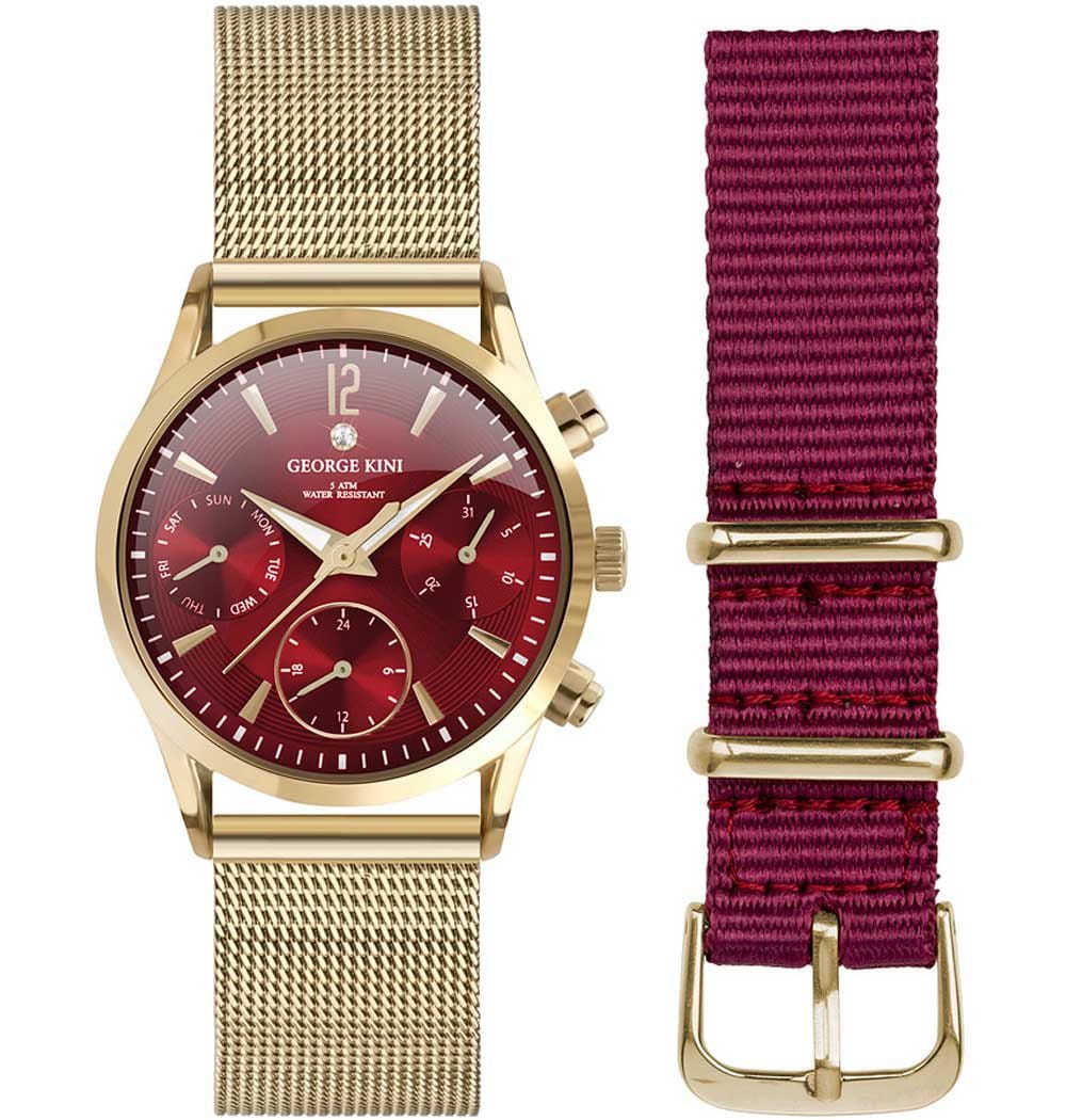 George Kini George Kini GK.24.2.8Y.23  GK.24.2.8Y.23 кварцевые женские часы красный циферблат, браслет  — вид спереди