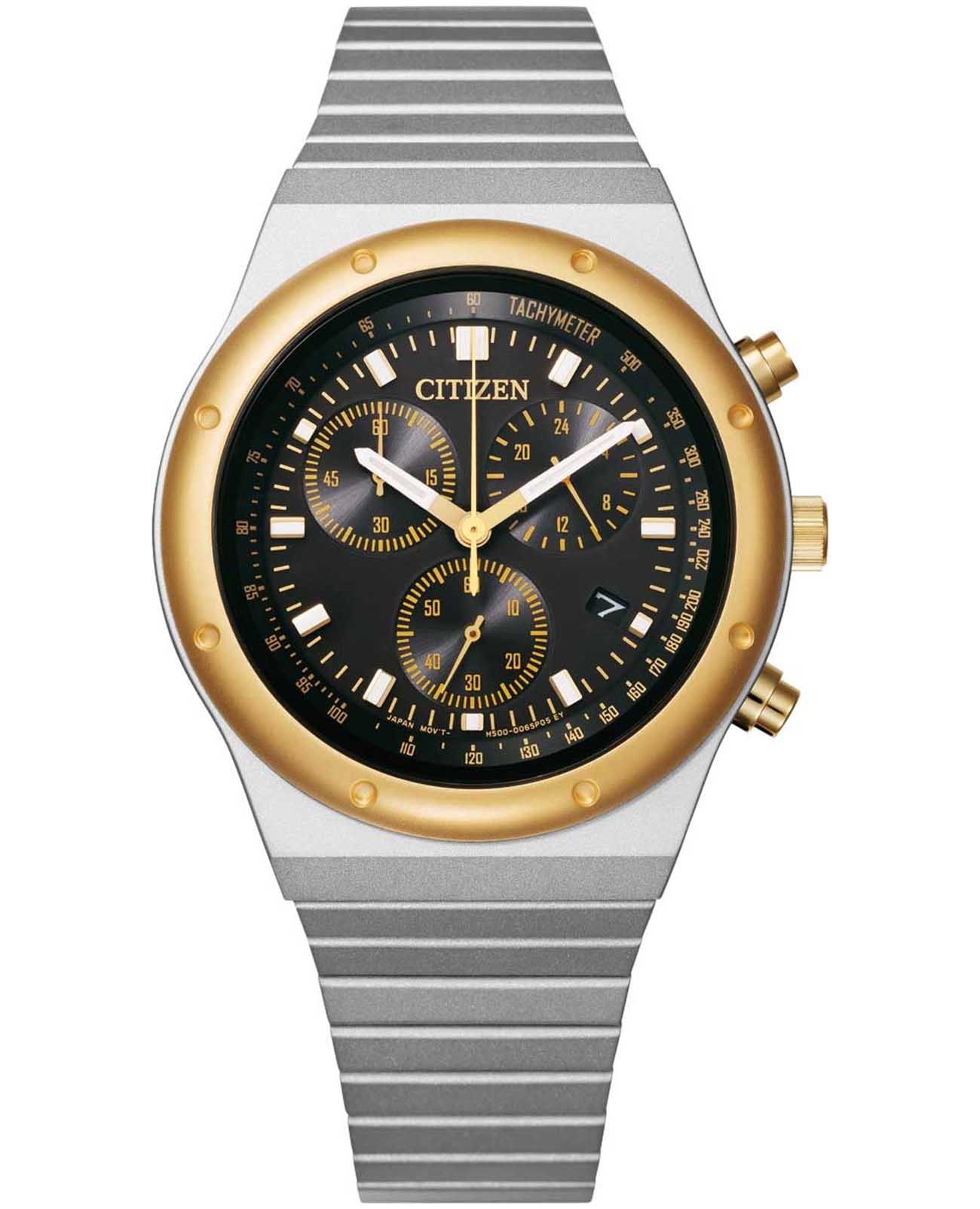 Citizen Citizen Eco-Drive AT2544-64E  AT2544-64E кварцевые мужские часы черный циферблат, браслет нержавеющая сталь — вид спереди