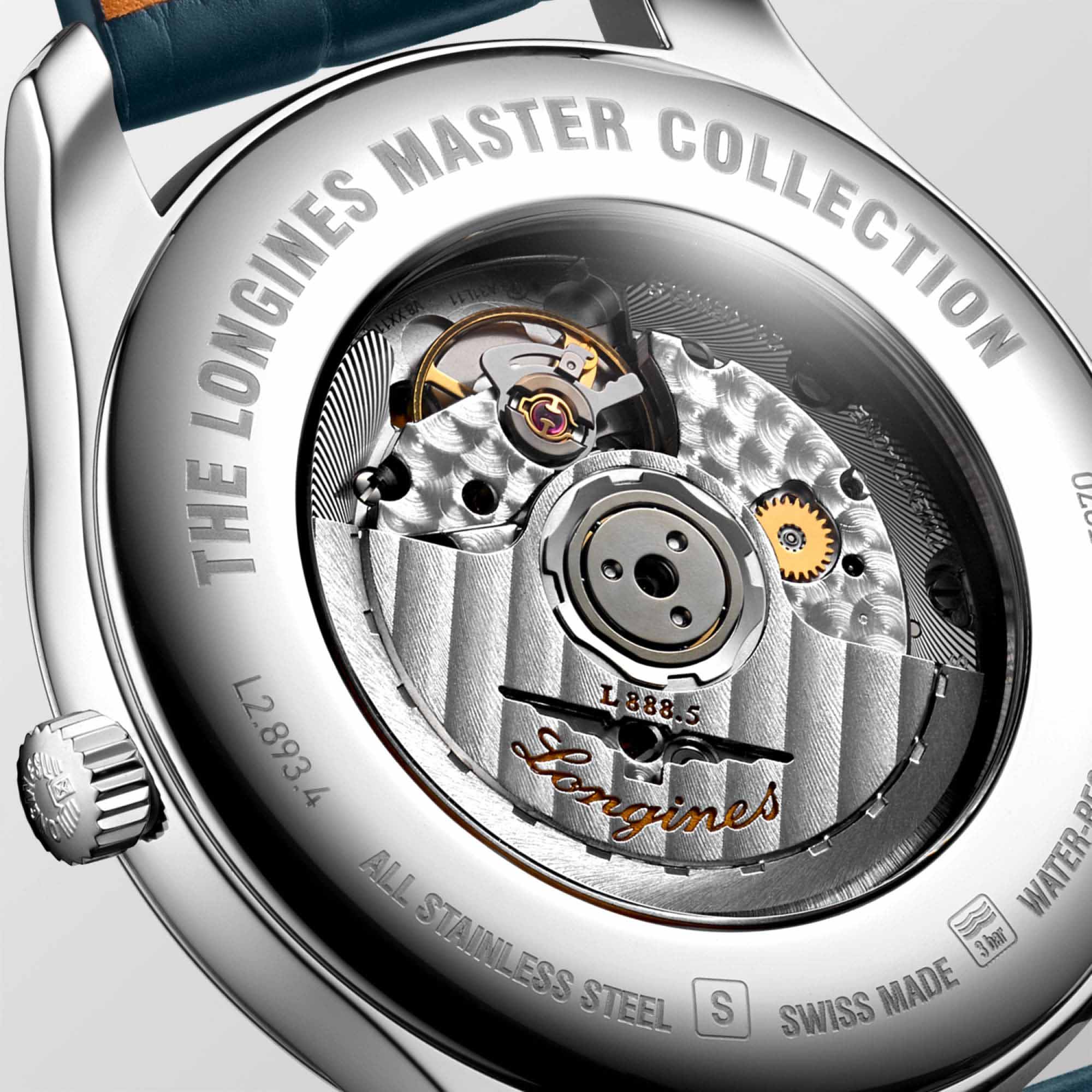 Longines Longines Master Collection L2.893.4.97.0 механические мужские часы часы крупный план синий циферблата