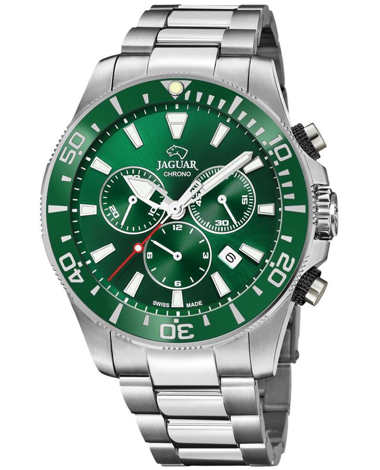 Jaguar Jaguar Executive Diver Chrono J861/4  J861/4 кварцевые мужские часы зеленый циферблат, браслет нержавеющая сталь — вид спереди