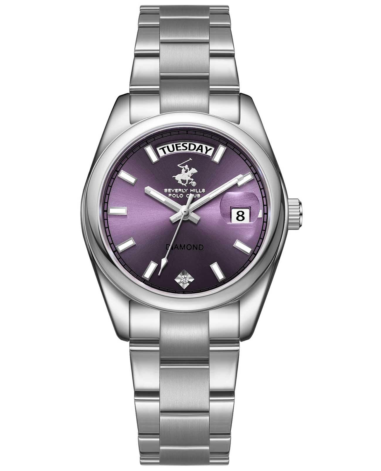 Beverly Hills Polo Club Beverly Hills Polo Club BP3709X.300  BP3709X.300 кварцевые женские часы фиолетовый циферблат, браслет нержавеющая сталь — вид спереди