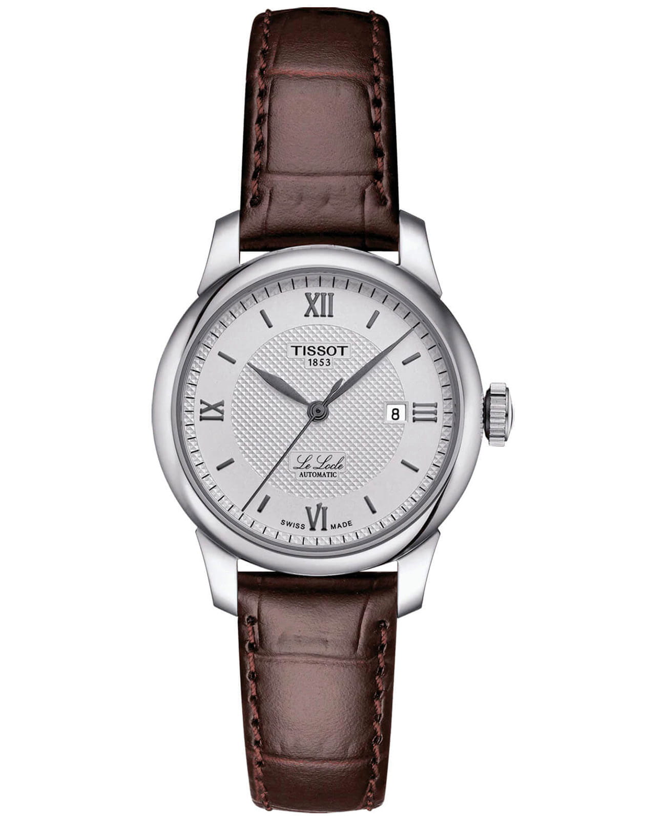 Tissot Tissot Le Locle Automatic Lady T006.207.16.038.00 Le Locle Automatic T0062071603800 механические женские часы белый циферблат, браслет кожаный — вид спереди