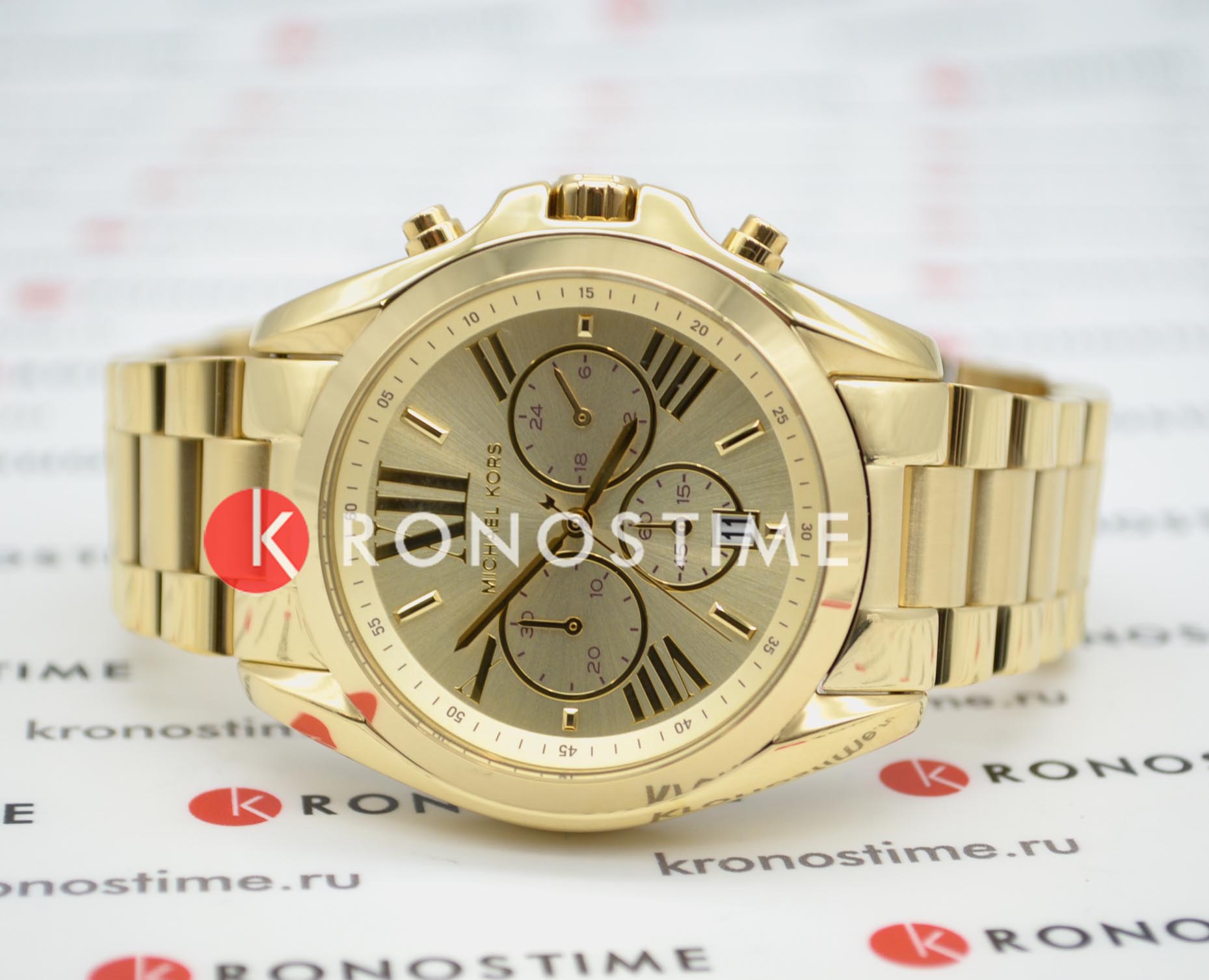 Michael Kors Michael Kors Portia MK5605,  сша женские часы на браслете нержавеющая сталь + золото 18к боковой вид