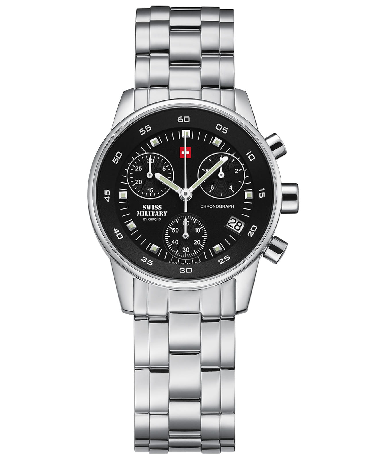 Swiss Military by Chrono Swiss Military by Chrono SM34013.01  SM34013.01 кварцевые женские часы черный циферблат, браслет нержавеющая сталь — вид спереди