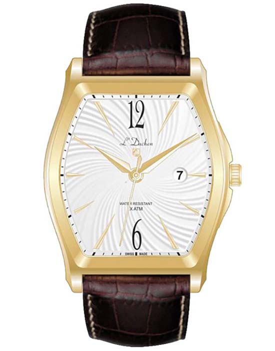 L'Duchen LDuchen D 301.22.23  D 301.22.23 кварцевые мужские часы белый циферблат, браслет кожаный — вид спереди