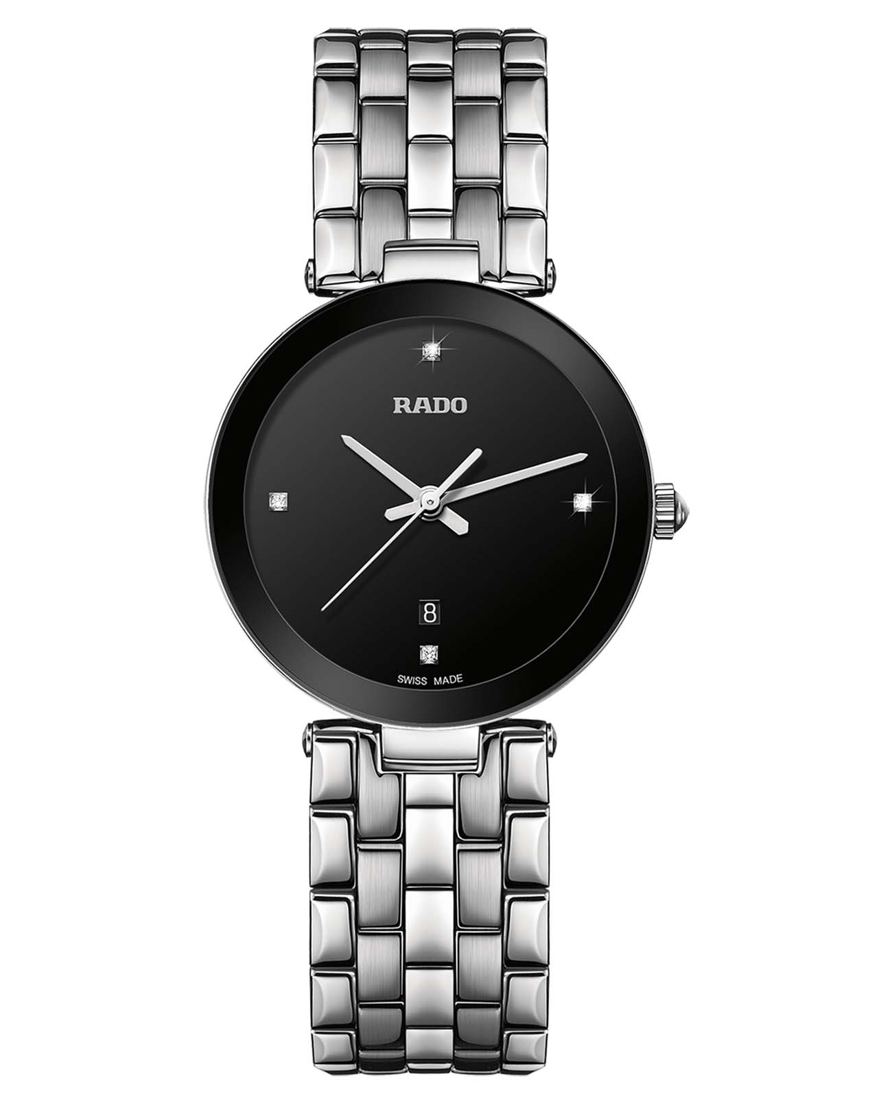 Rado Rado Florence Diamonds R48908713  R48908713 кварцевые женские часы черный циферблат, браслет нержавеющая сталь — вид спереди