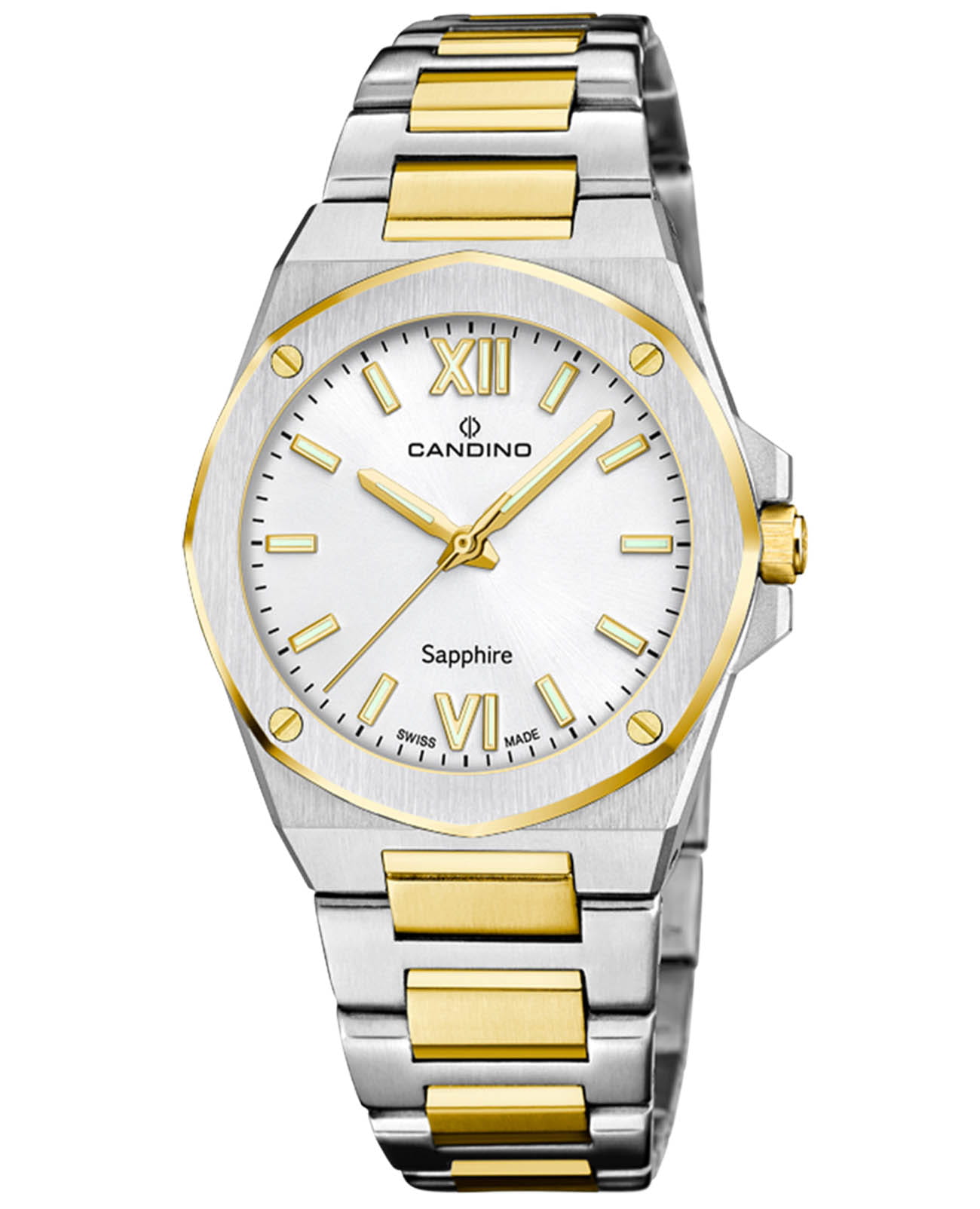 Candino Candino Elegance C4776/1  C4776/1 кварцевые женские часы белый циферблат, браслет нержавеющая сталь с pvd-покрытием — вид спереди