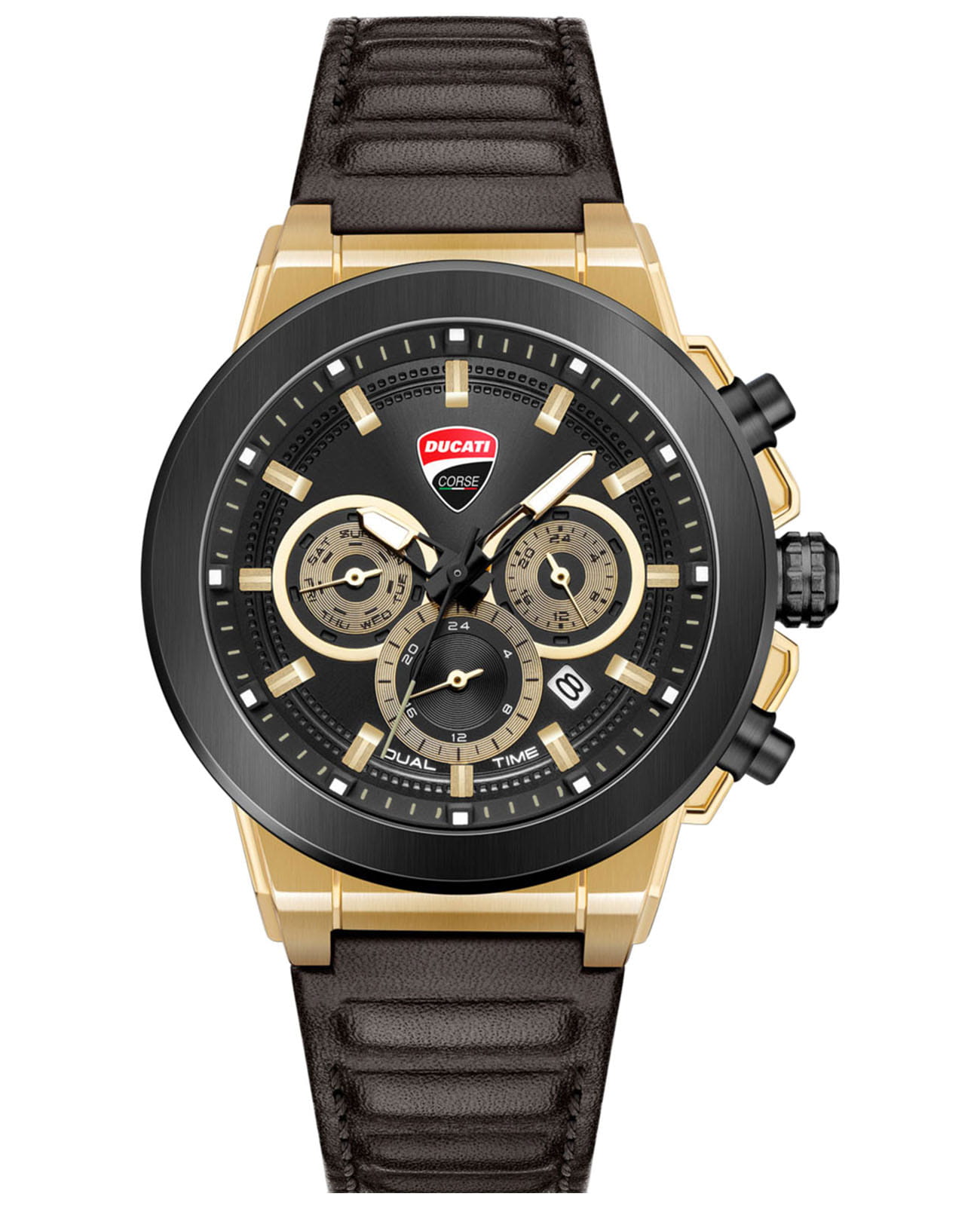 Ducati Corse Campione DTWGF2019202  DTWGF2019202 кварцевые мужские часы черный циферблат, браслет кожаный — вид спереди