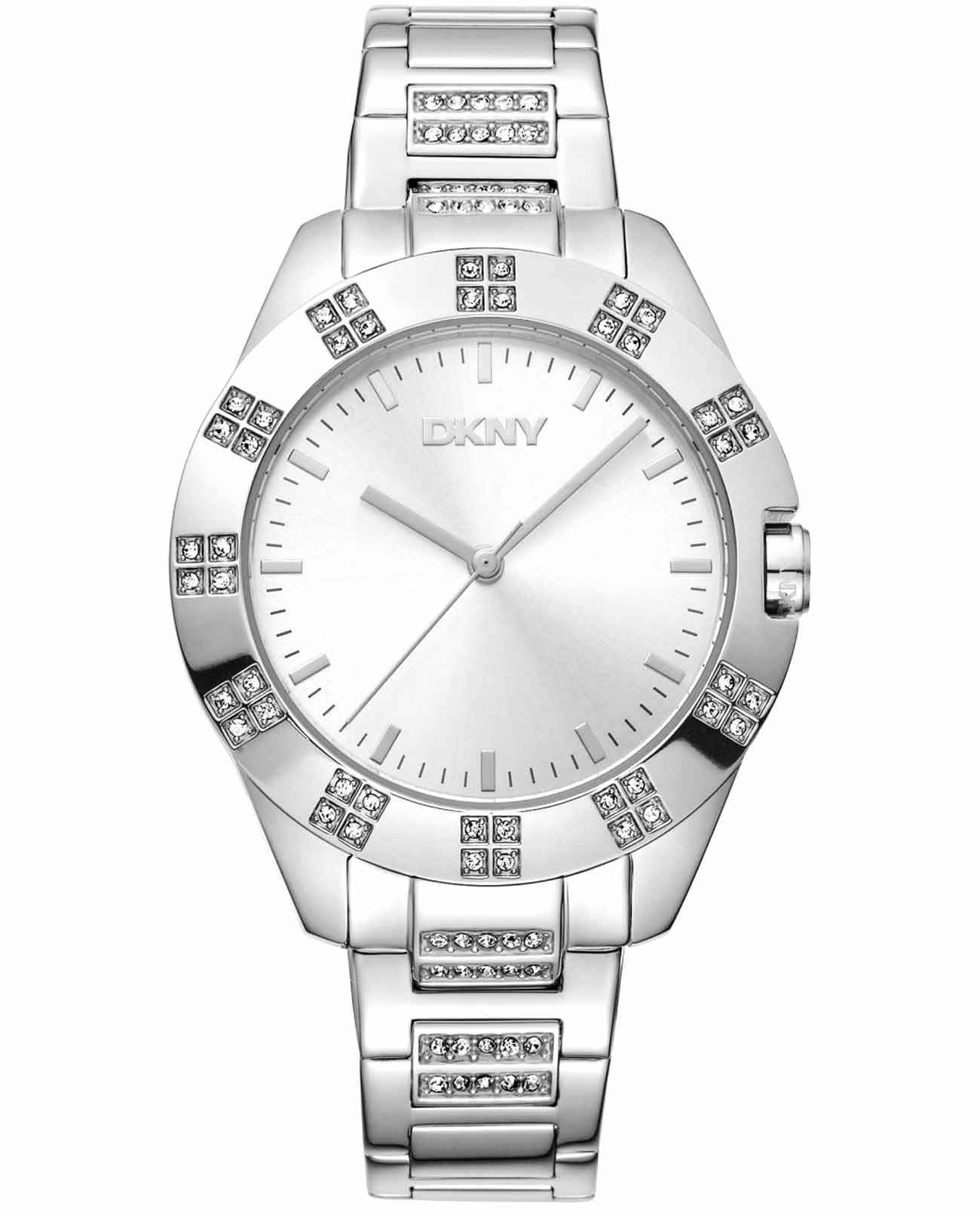 DKNY DKNY Park Ave Glitz DK1L019M0015  DK1L019M0015 кварцевые женские часы серебристый циферблат, браслет нержавеющая сталь — вид спереди