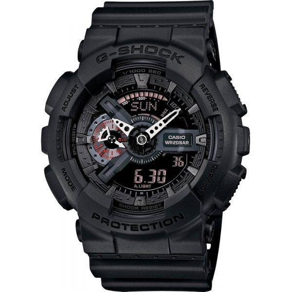 Casio Casio G-Shock GA-110MB-1A GA-110 GA-110MMC-1AER электронные мужские часы черный циферблат, браслет полимер — вид спереди