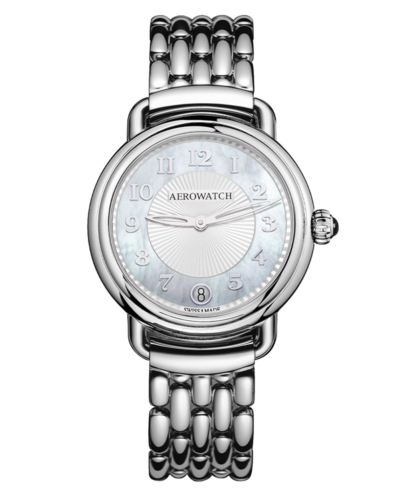 Aerowatch Aerowatch 1942 42960 AA19 M  42960 AA19 M кварцевые женские часы перламутровый циферблат, браслет нержавеющая сталь — вид спереди