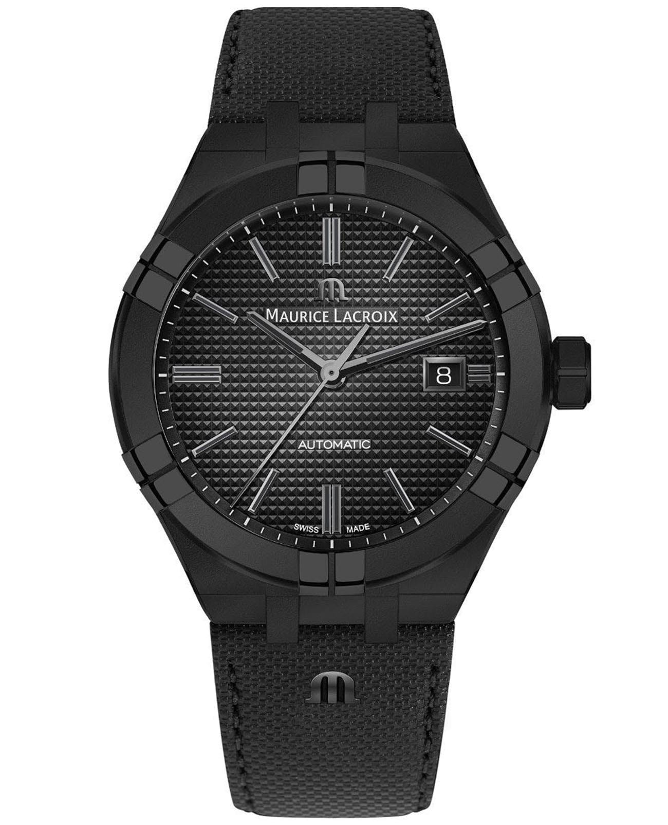 Maurice Lacroix Maurice Lacroix Aikon Automatic AI6008-PVB01-330-1  AI6008-PVB01-330-1 механические мужские часы черный циферблат, браслет кожаный — вид спереди