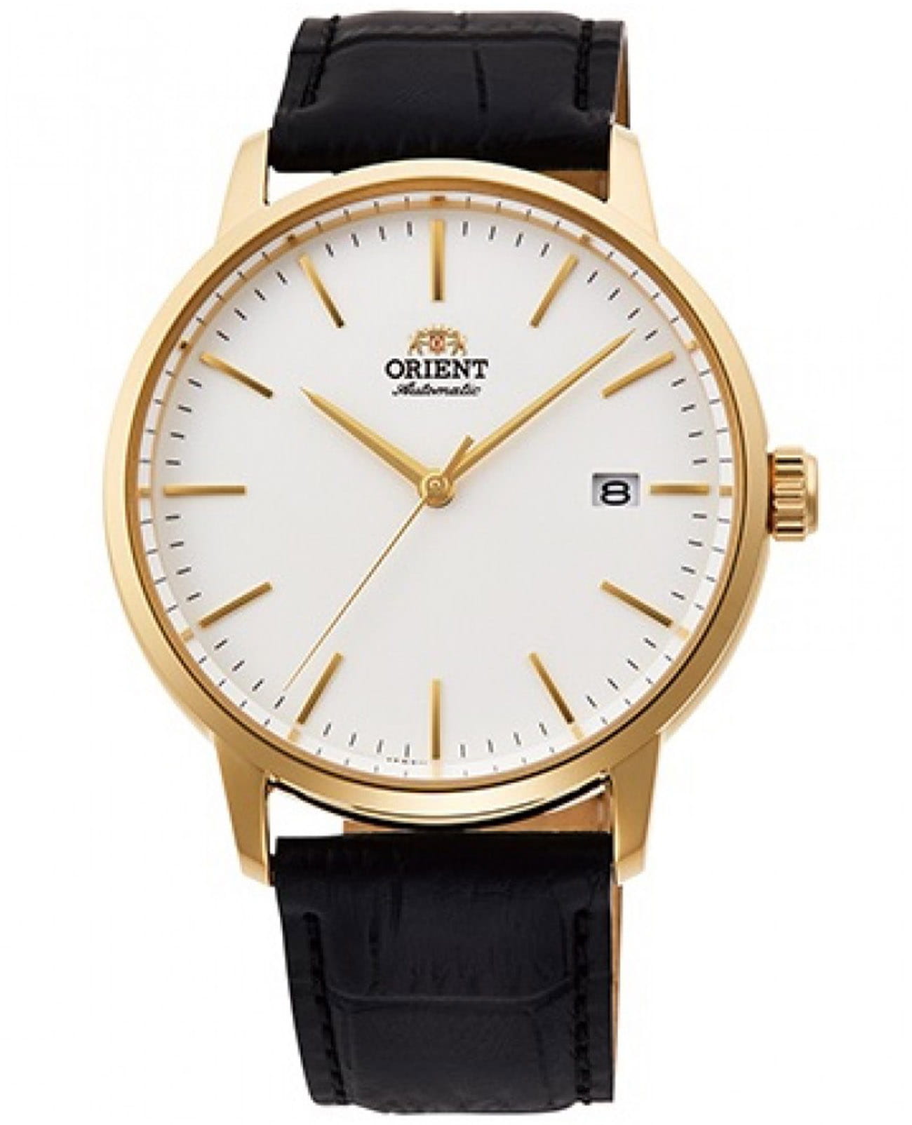 Orient Orient Classic Automatic RA-AC0E03S (RN-AC0E03S)  RA-AC0E03S механические мужские часы белый циферблат, браслет кожаный — вид спереди