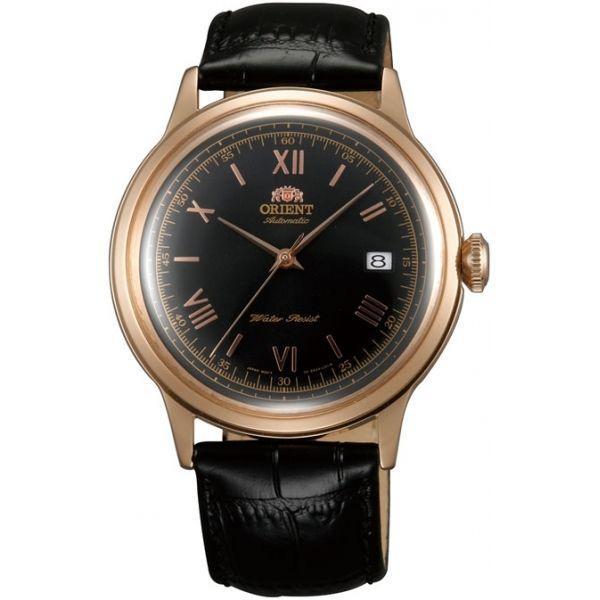 Orient Orient ER24008B (FER24008B)  FER24008B механические мужские часы черный циферблат, браслет кожа + текстиль — вид спереди