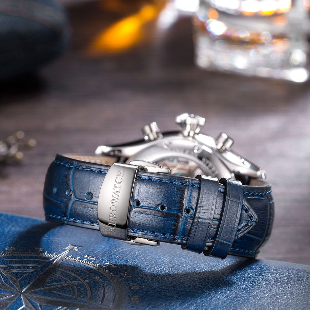 Aerowatch Aerowatch Les Grandes Classiques Moon Phase 69989 AA03 мужские часы синий циферблат на запястье