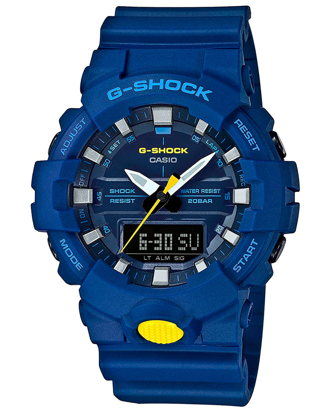 Casio Casio G-Shock GA-800SC-2A GA GA-800SC-2A электронные мужские часы синий циферблат, браслет полимер — вид спереди