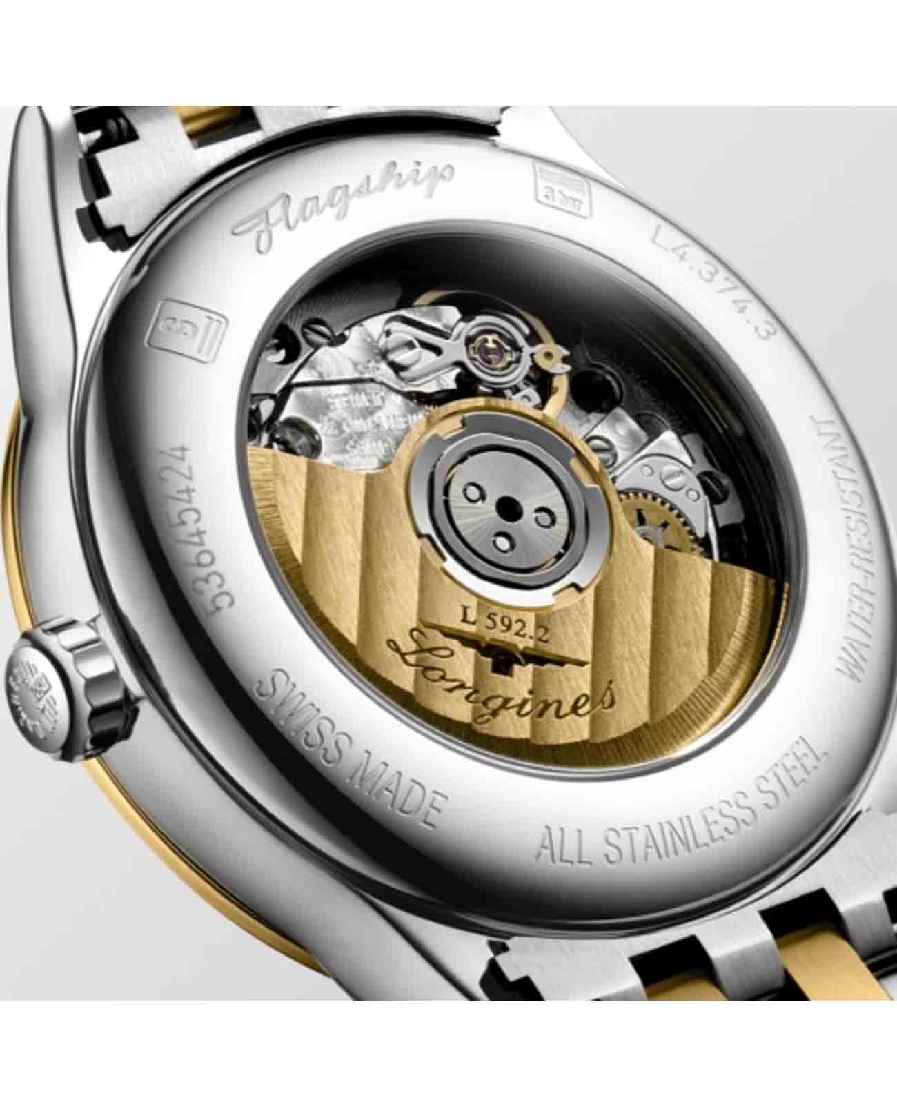 Longines Longines Flagship L4.374.3.21.7 механические женские часы часы крупный план белый циферблата