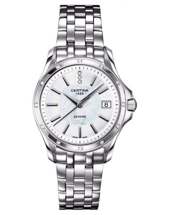 Certina Certina C004.210.61.116.00  C0042106111600 кварцевые женские часы белый циферблат, браслет нержавеющая сталь — вид спереди