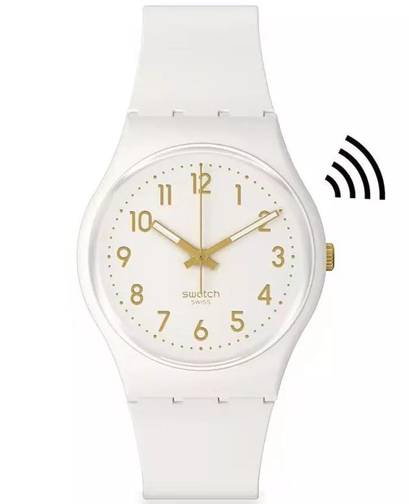 Swatch Swatch Gent Biosourced Swatch Pay! SO28W111-5300  SO28W111-5300 кварцевые женские часы белый циферблат, браслет силикон — вид спереди