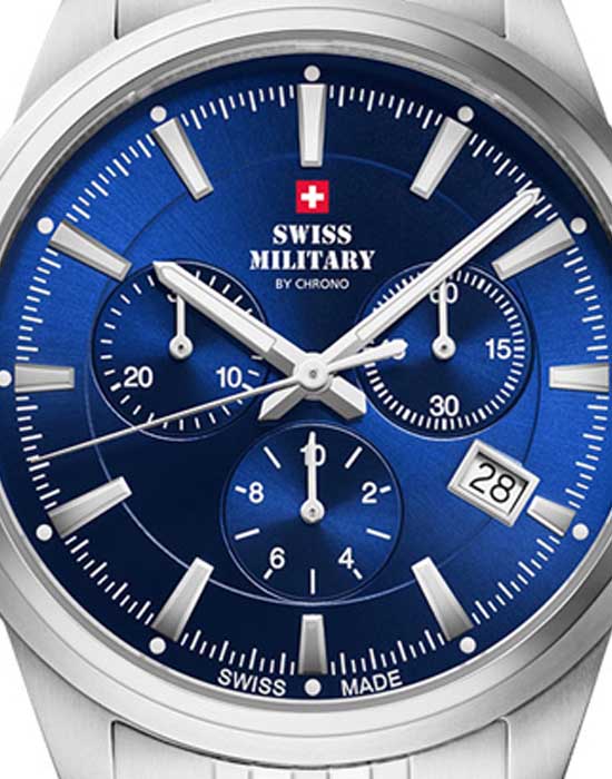 Swiss Military by Chrono Swiss Military by Chrono Sports Chronograph SM34107.03 кварцевые мужские часы часы крупный план синий циферблата