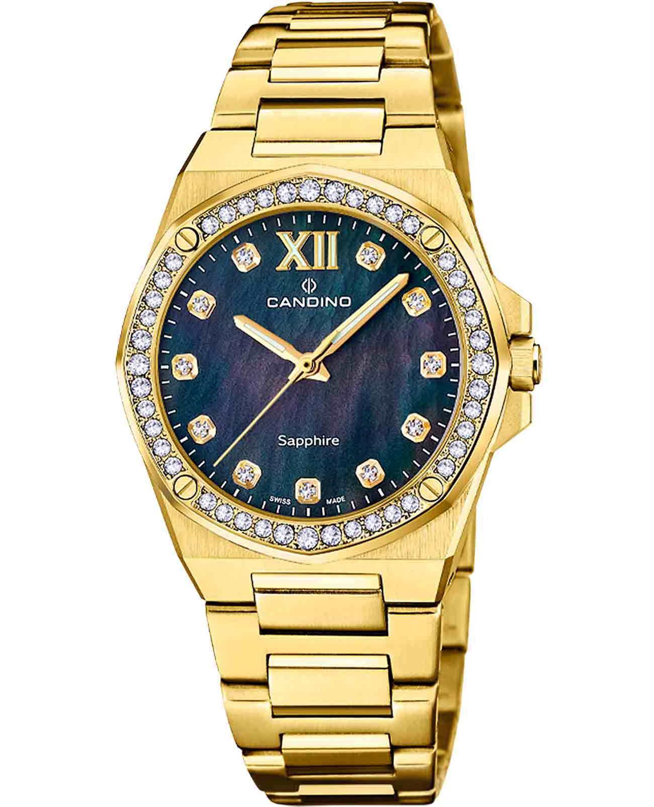 Candino Candino Lady Elegance Date C4755/4  C4755/4 кварцевые женские часы перламутровый циферблат, браслет нержавеющая сталь с pvd-покрытием — вид спереди