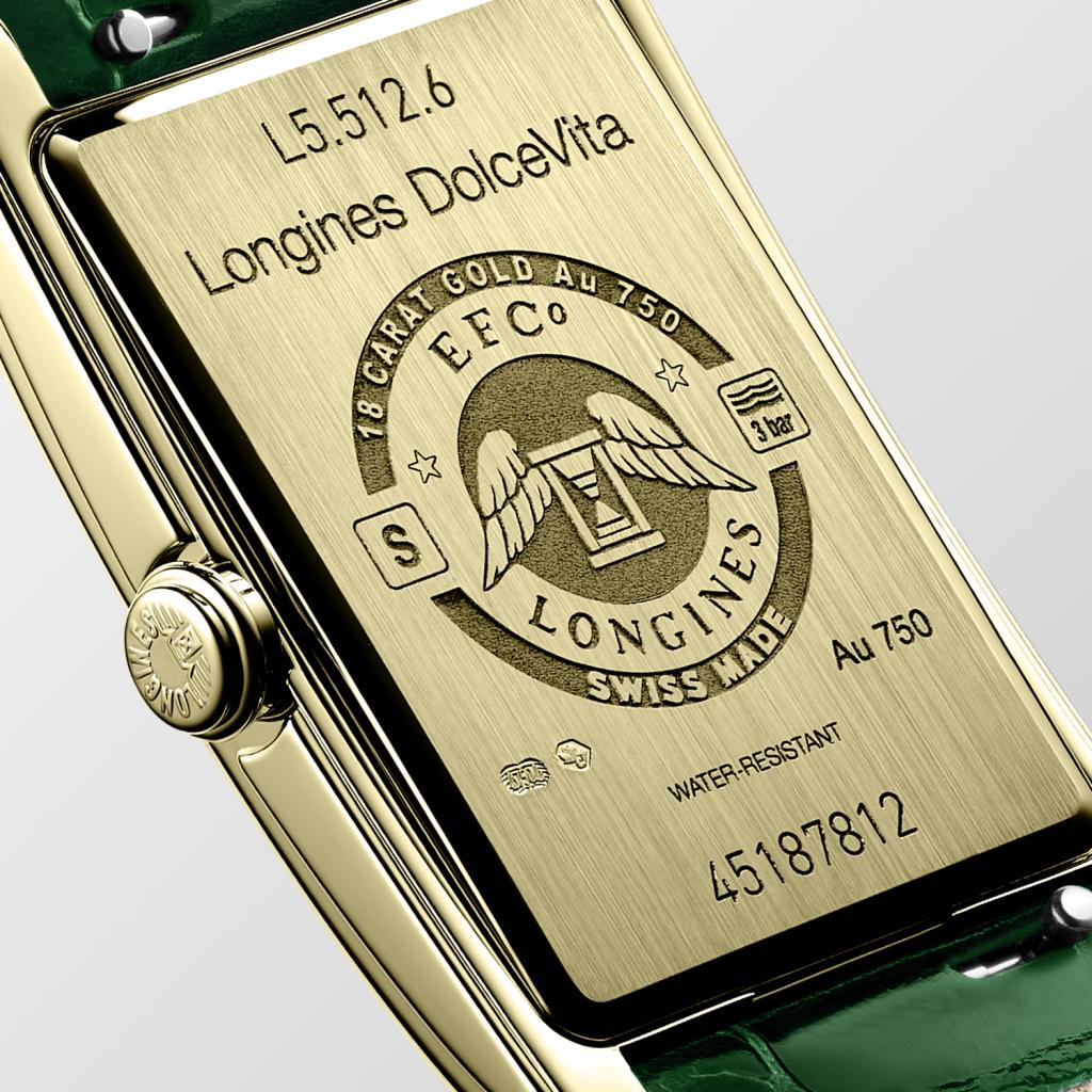 Longines Longines DolceVita L5.512.6.95.2  кварцевые женские часы часы крупный план зеленый циферблата