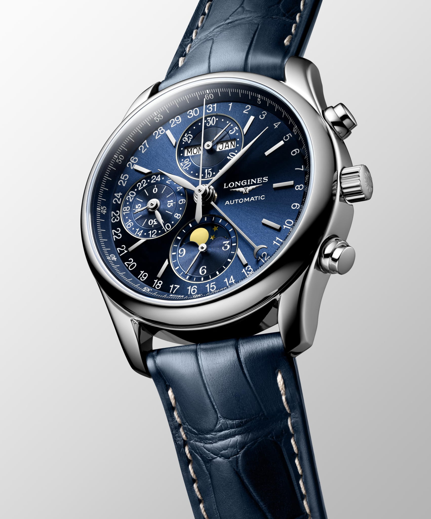 Longines Longines Master Collection L2.673.4.92.0 механические мужские часы часы крупный план синий циферблата