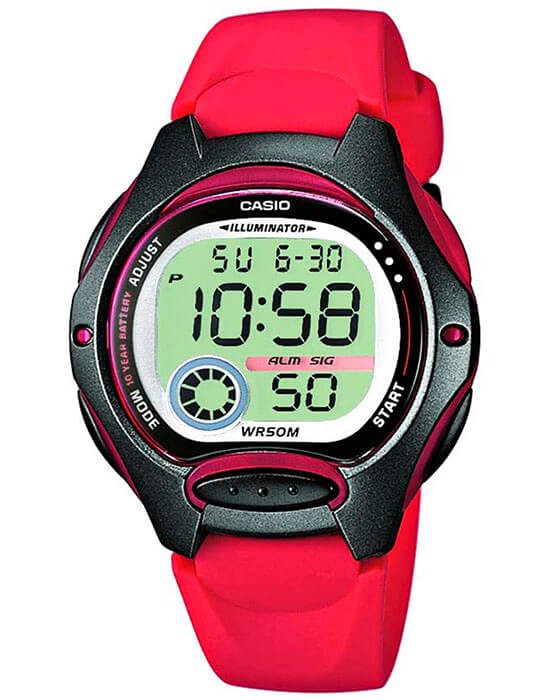 Casio Casio Collection LW-200-4A  LW-200-4AVEG кварцевые женские часы зеленый циферблат, браслет пластик — вид спереди