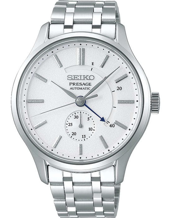 Seiko Seiko Presage SSA395J1  SSA395J1 механические мужские часы белый циферблат, браслет нержавеющая сталь — вид спереди
