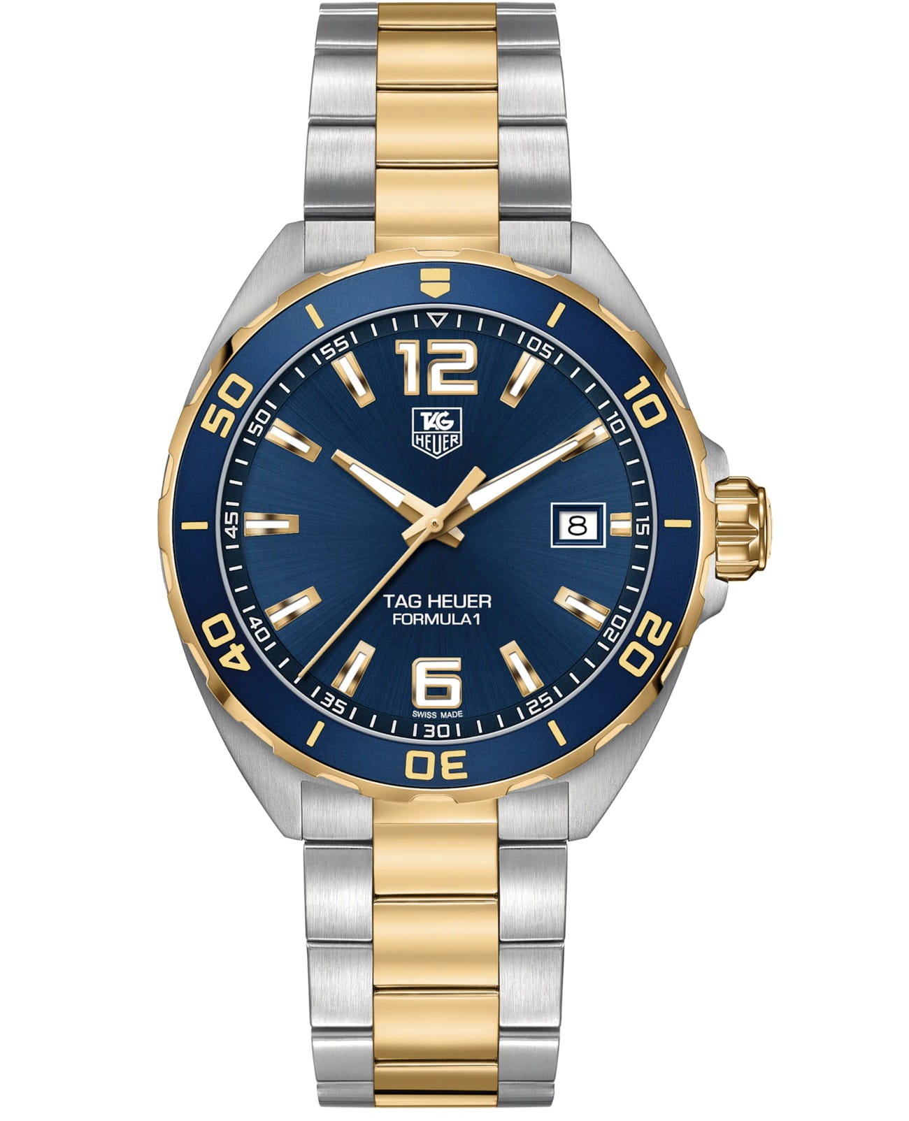 TAG Heuer TAG Heuer Formula 1 WAZ1120.BB0879  WAZ1120.BB0879 кварцевые мужские часы синий циферблат, браслет нержавеющая сталь с pvd-покрытием — вид спереди