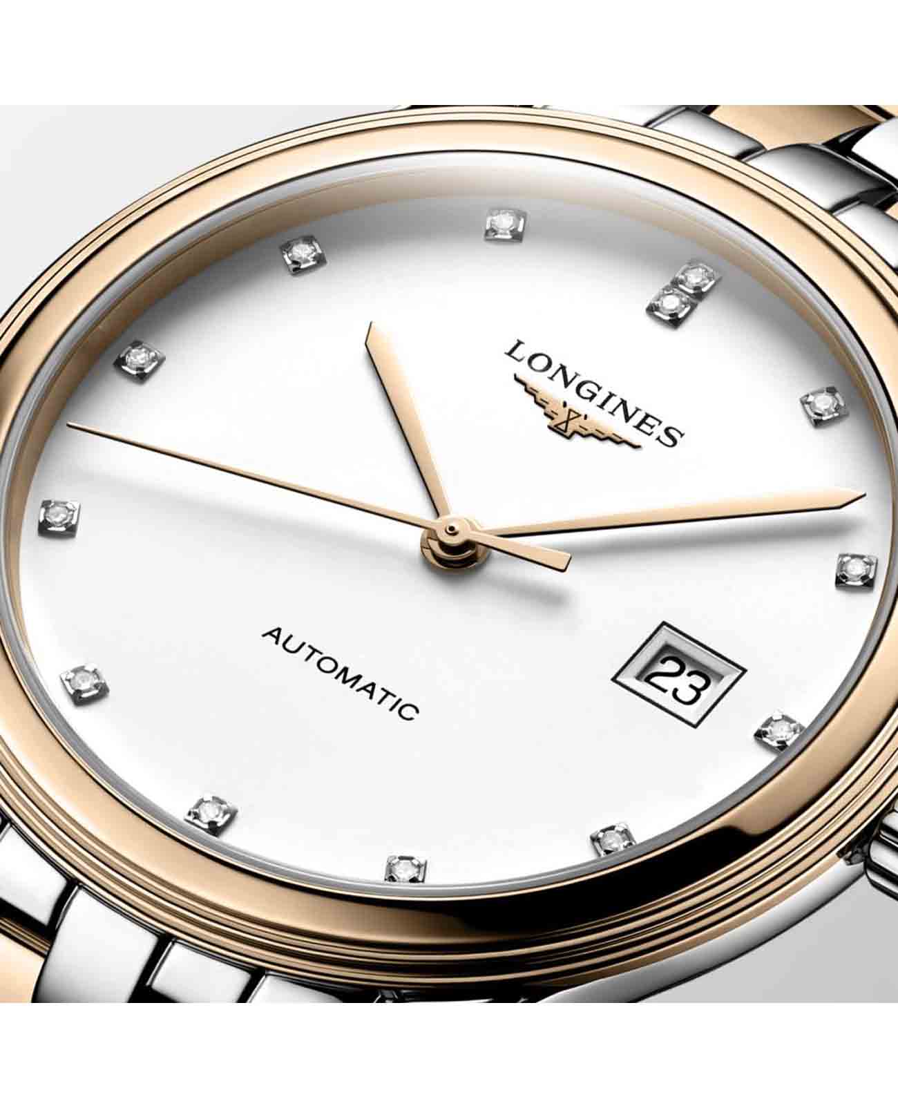 Longines Longines Flagship L4.984.3.99.7 механические женские часы часы крупный план белый циферблата