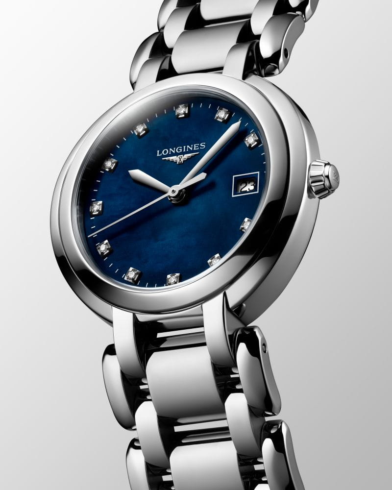 Longines Longines PrimaLuna L8.112.4.98.6 кварцевые женские часы часы крупный план синий циферблата