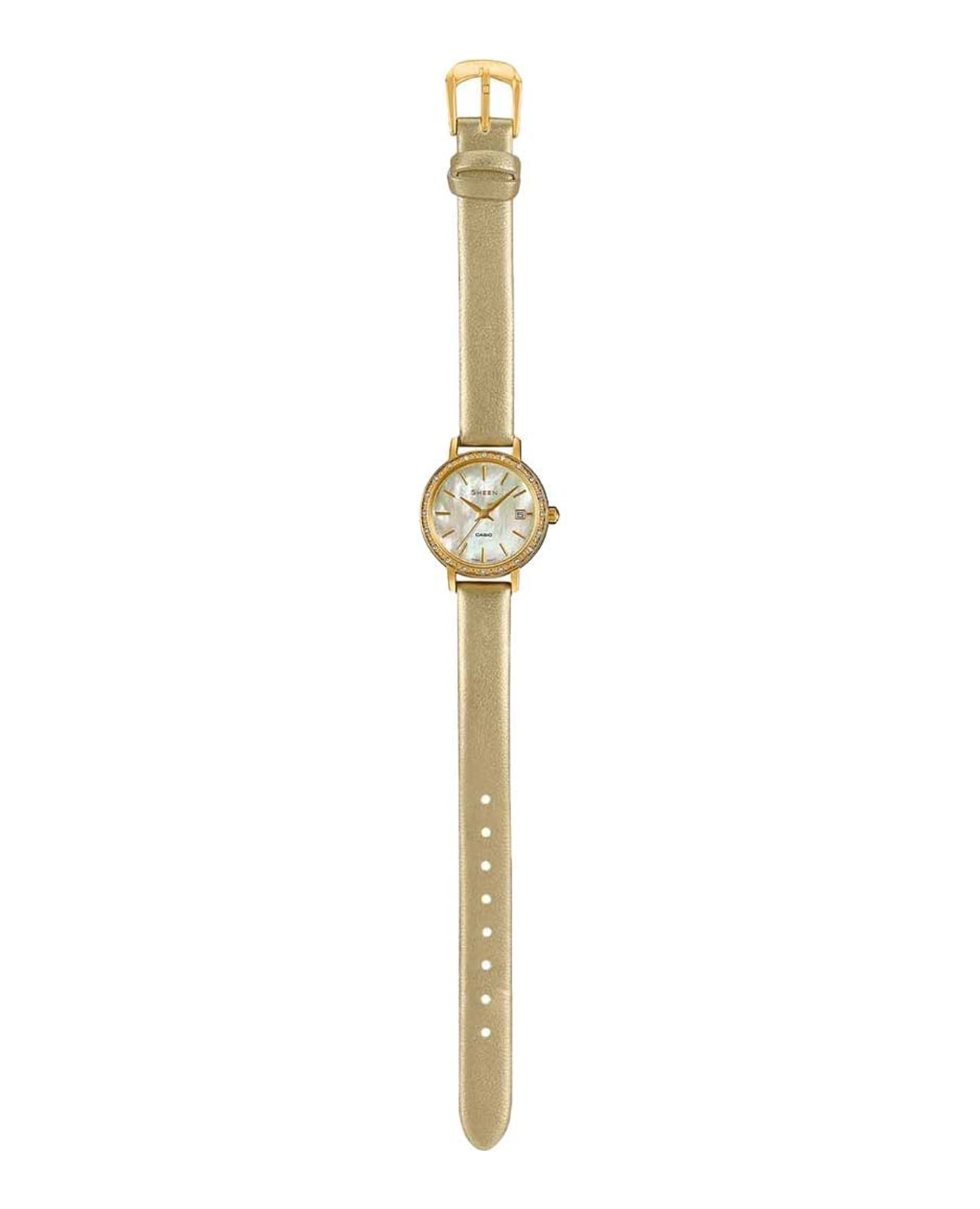 Casio Casio Sheen SHE-4060GL-9A кварцевые женские часы часы крупный план перламутровый циферблата