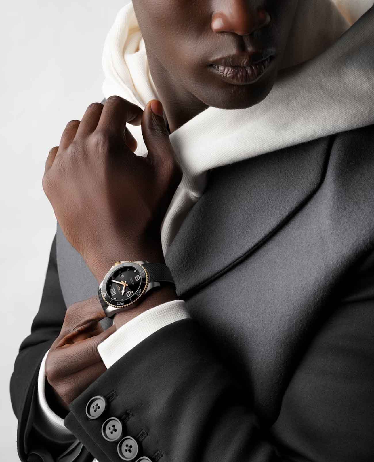 Longines Longines HydroConquest L3.782.3.56.9, hydroconquest швейцария мужские часы на браслете каучук боковой вид