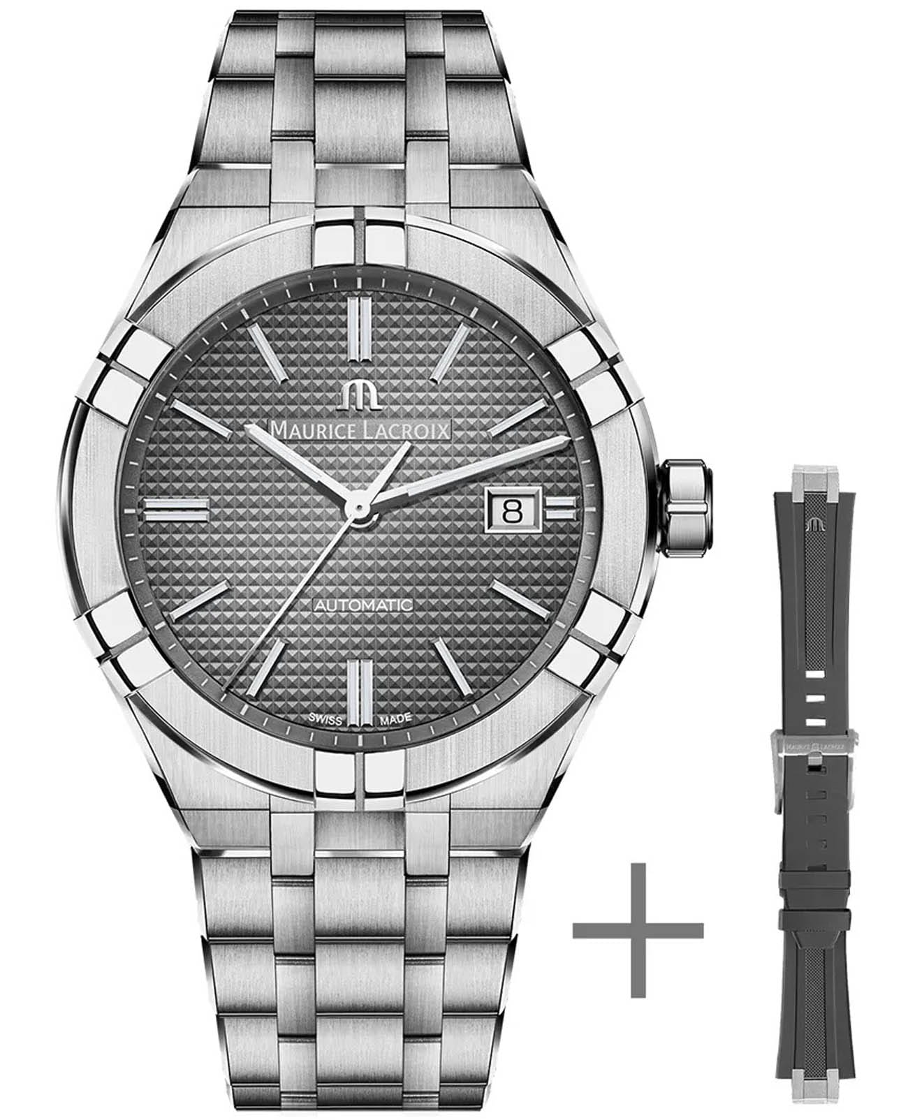 Maurice Lacroix Maurice Lacroix Aikon Automatic AI6007-SS00F-230-A  AI6007-SS00F-230-A механические мужские часы серый циферблат, браслет нержавеющая сталь — вид спереди