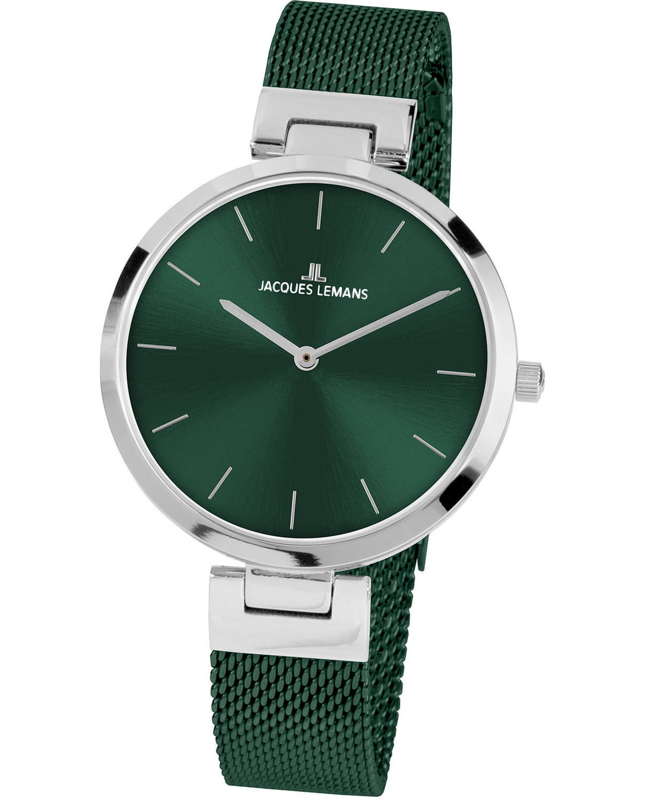 Jacques Lemans Jacques Lemans  Classic 1-2110H  1-2110H кварцевые женские часы зеленый циферблат, браслет нержавеющая сталь — вид спереди