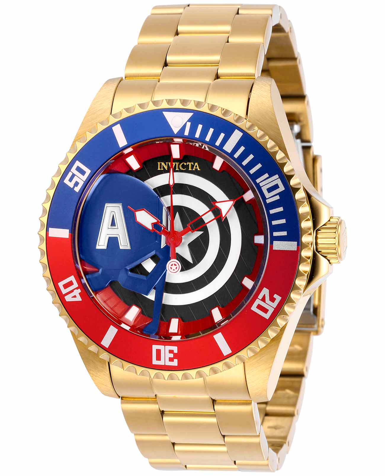 Invicta Invicta Marvel IN29681  IN29681 кварцевые мужские часы цветной циферблат, браслет нержавеющая сталь с ip-покрытием — вид спереди