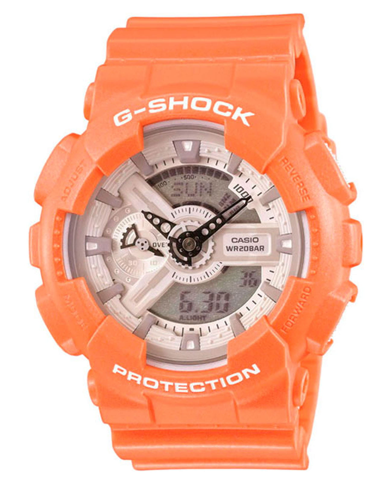 Casio Casio G-Shock GA-110SG-4A GA-110 GA-110SG-4A электронные мужские часы белый циферблат, браслет пластик — вид спереди