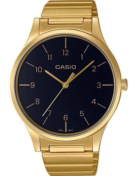 Casio Casio Collection LTP-E140GG-1B  LTP-E140GG-1B кварцевые женские часы черный циферблат, браслет сталь с ip покрытием — вид спереди