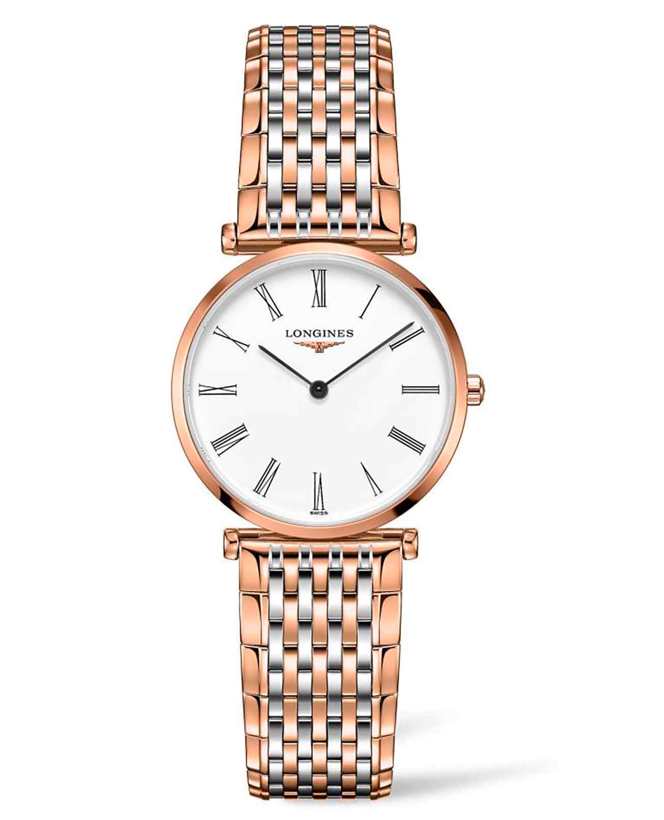Longines Longines La Grande Classique L4.512.1.91.7  L45121917 кварцевые женские часы белый циферблат, браслет сталь c pvd покрытием — вид спереди