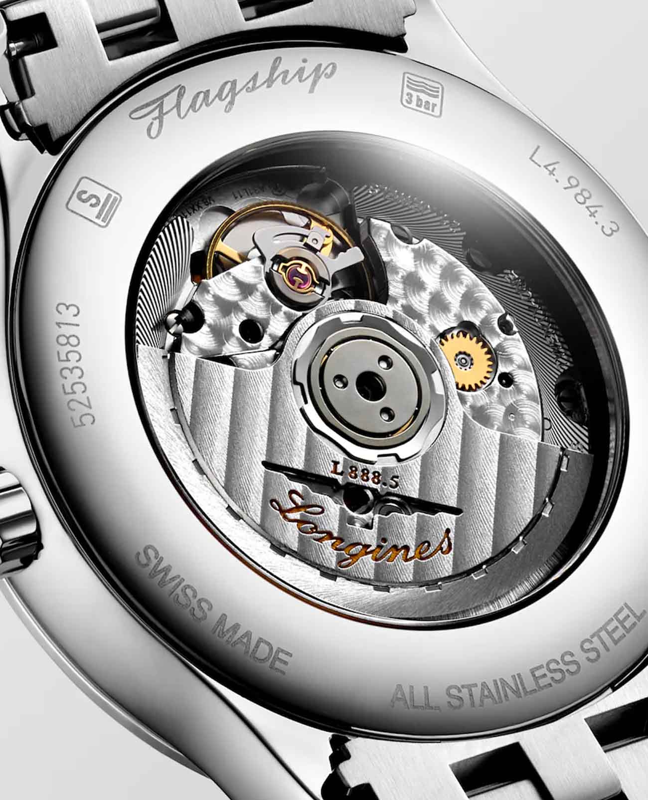 Longines Longines Flagship L4.984.4.59.6 механические мужские часы часы крупный план черный циферблата