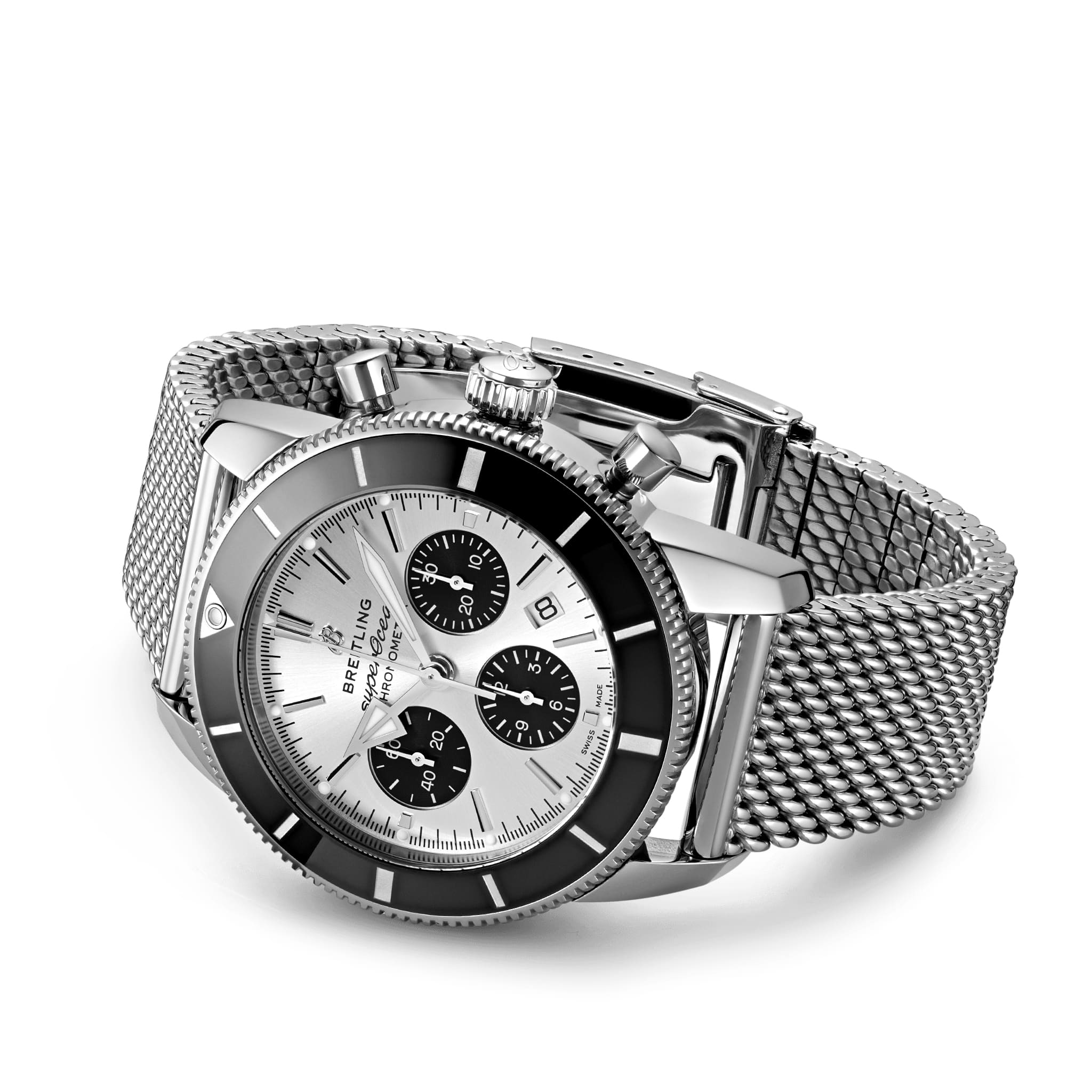 Breitling Breitling Superocean Heritage B01 Chronograph 44 AB0162121G1A1, superocean швейцария мужские часы на браслете нержавеющая сталь боковой вид