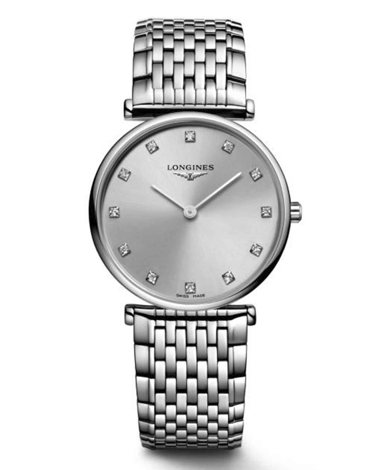 Longines Longines La Grande Classique L4.512.4.70.6  L45124706 кварцевые женские часы серебристый циферблат, браслет нержавеющая сталь — вид спереди