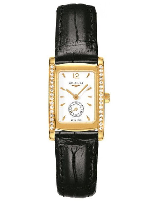 Longines Longines DolceVita L5.155.7.16.0  L51557160 кварцевые женские часы белый циферблат, браслет кожаный — вид спереди